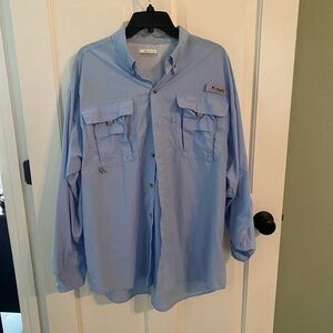 Columbia Sky Blue Mesh-Lined Fishing Shirt